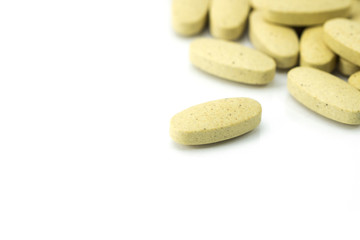 Vitamin C on white background, isloated