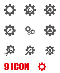 Vector grey tools in gear icon set. Tools in Gear Icon Object, Tools in Gear Icon Picture, Tools in Gear Icon Image - stock vector