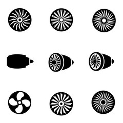 Vector black turbines icon set. Turbines Icon Object, Turbines Icon Picture, Turbines Icon Image - stock vector