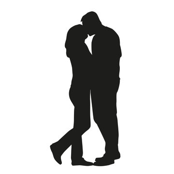 Couple Kissing Silhouette. In Love