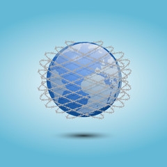 Earth wrapped in barbed wire