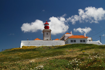 Fototapeta na wymiar Lighthouse the Cabo da Roca cape in Portugal