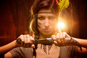 Warrior Woman With Combat Knife