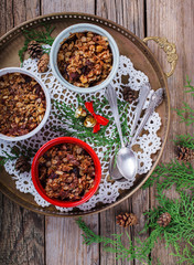Plum crumble. New year and Christmas biscuits.selective focus.