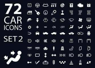 vector collection of white car dashboard panel indicators
