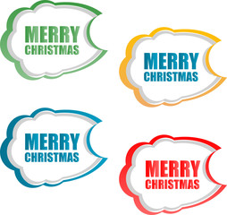 Vector Merry Christmas stickers set isolated on white