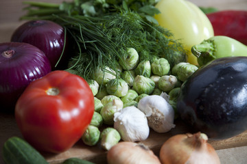 Mix vegetables on rustic background