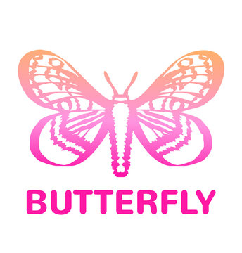 Vector pink color butterfly icon illustration