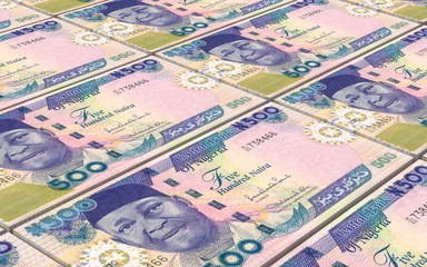 Nigerian nairas bills stacks background