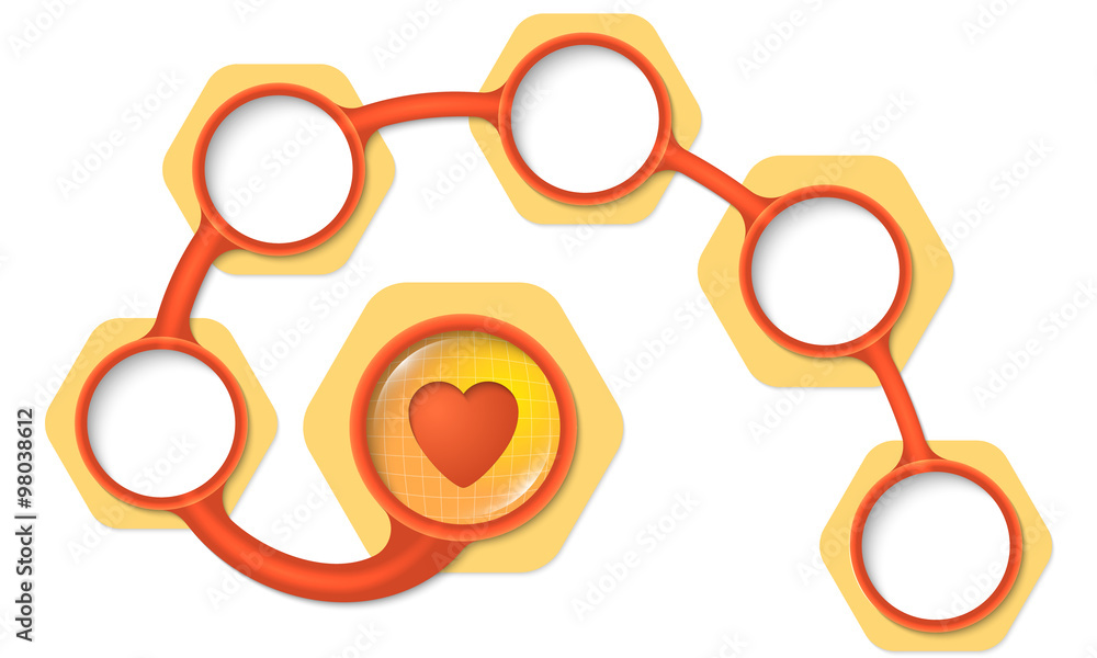 Poster red circular text boxes for your text and heart