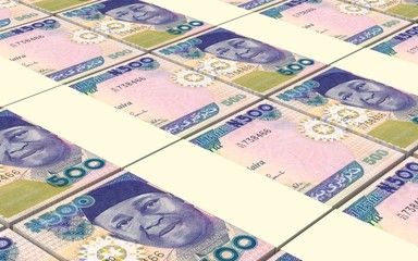 Nigerian nairas bills stacks background. 