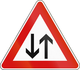 Slovenia road sign - Two way traffic