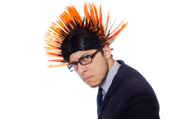 Funny man with mohawk hairstyle