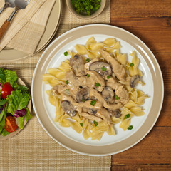 Chicken Stroganoff a variation on Beef Stroganoff. Selective focus.