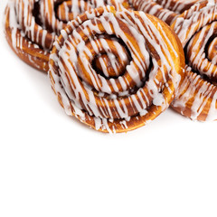 Cinnamon Rolls on a white background. Selective focus.