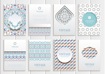 Stock vector set of brochures in vintage style