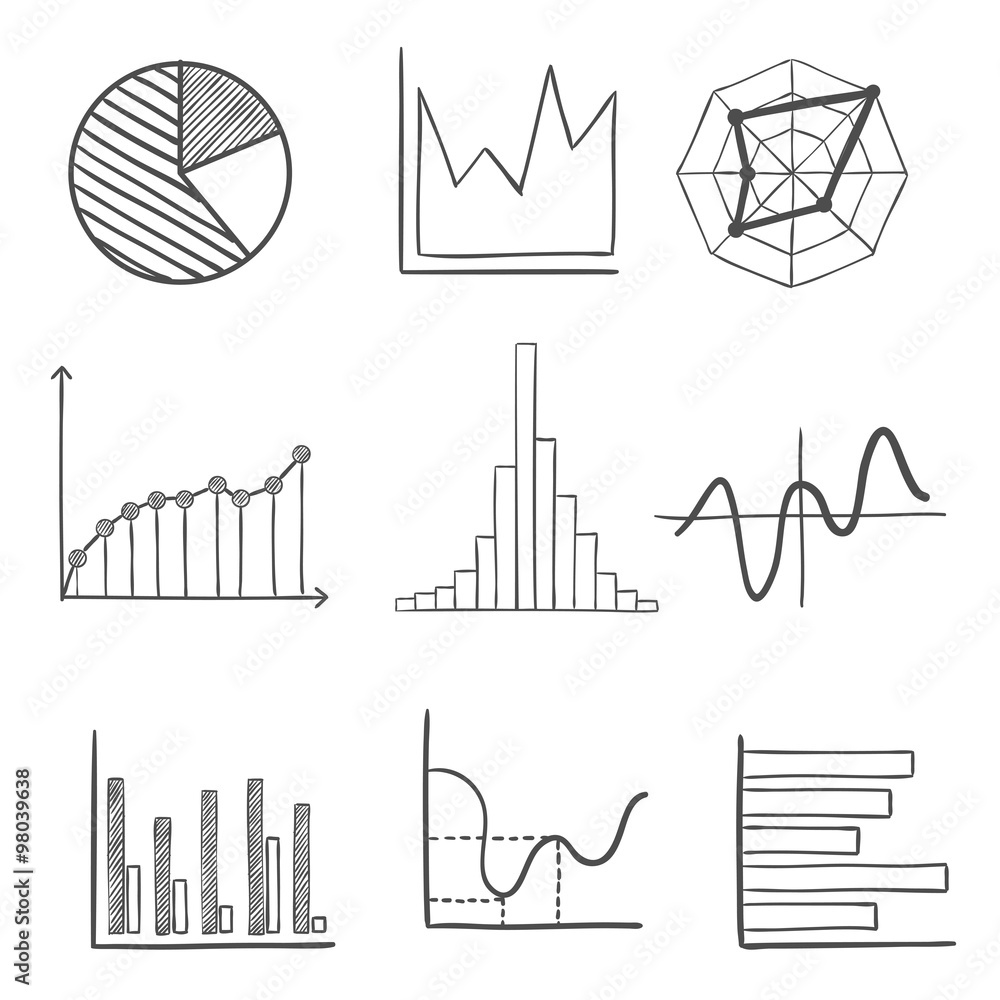Aufkleber sketched business graphs and charts