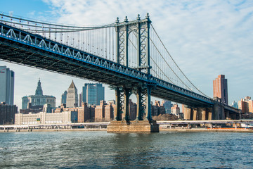 Manhattan bridge on summer day in New York