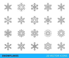 20 vector line snowflakes