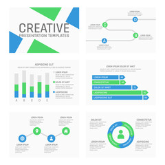 Vector template for multipurpose presentation slides with graphs and charts