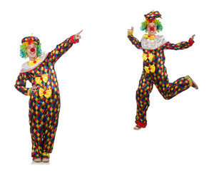 Set of clown photos isolated on white