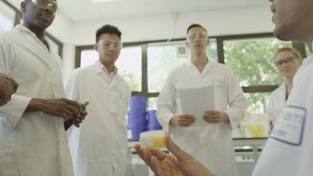  Science Lab and scientists working on cosmetics, medicines and food analysis