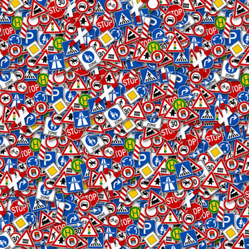 background of many road signs