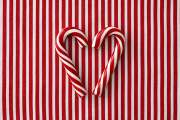 Peppermint candy canes in heart shape