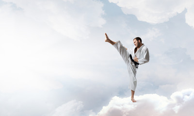 Karate man in white kimino
