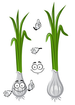 Cartoon healthful green onion vegetable
