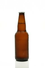 Single blank brown bottle of beer.