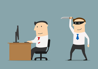 Competitor sneaks a knife to the businessman