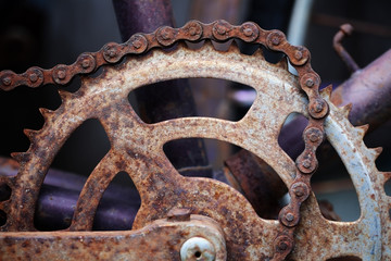rusty bicycle chain.