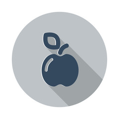 Flat Apple icon with long shadow on grey circle