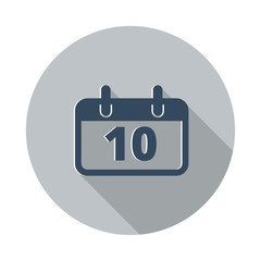 Flat Calendar icon with long shadow on grey circle