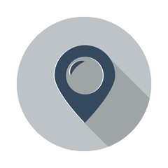Flat Place icon with long shadow on grey circle