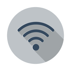 Flat Wireless icon with long shadow on grey circle