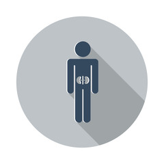 Flat Kidneys icon with long shadow on grey circle