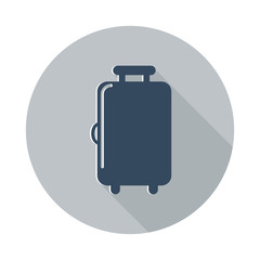 Flat Luggage icon with long shadow on grey circle