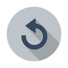 Flat Undo icon with long shadow on grey circle