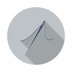 Flat Needle icon with long shadow on grey circle