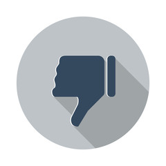 Flat Thumb Down icon with long shadow on grey circle