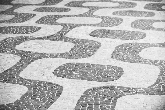 Ipanema Beach Rio de Janeiro Brazil sidewalk pattern full frame background close-up