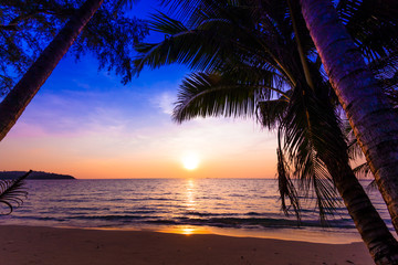 sunset and beach.  Beautiful sunset above the sea