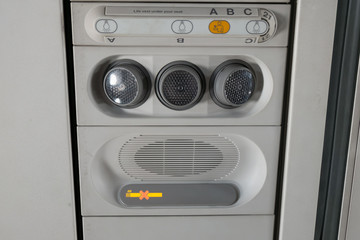 Equipment over head passenger in airplane