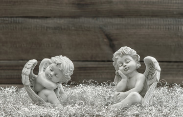 Sleeping guardian angel. Christmas decoration vintage style
