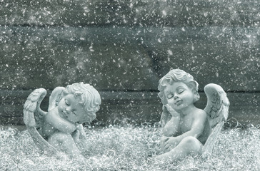 Sleeping guardian angel. Christmas decoration vintage style