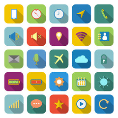 Mobile phone color icons with long shadow