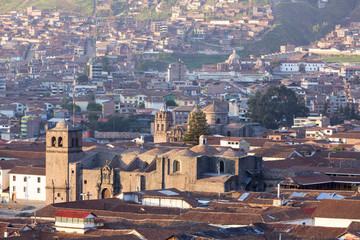 Fototapeta na wymiar Aerial Cusco city view on Plaza de Armas, Peru