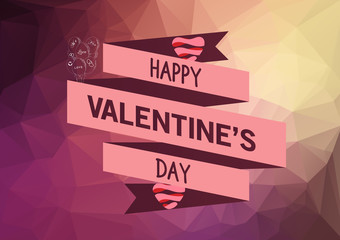 Happy Valentine's Day! Typographical background on the retro geometric hearts